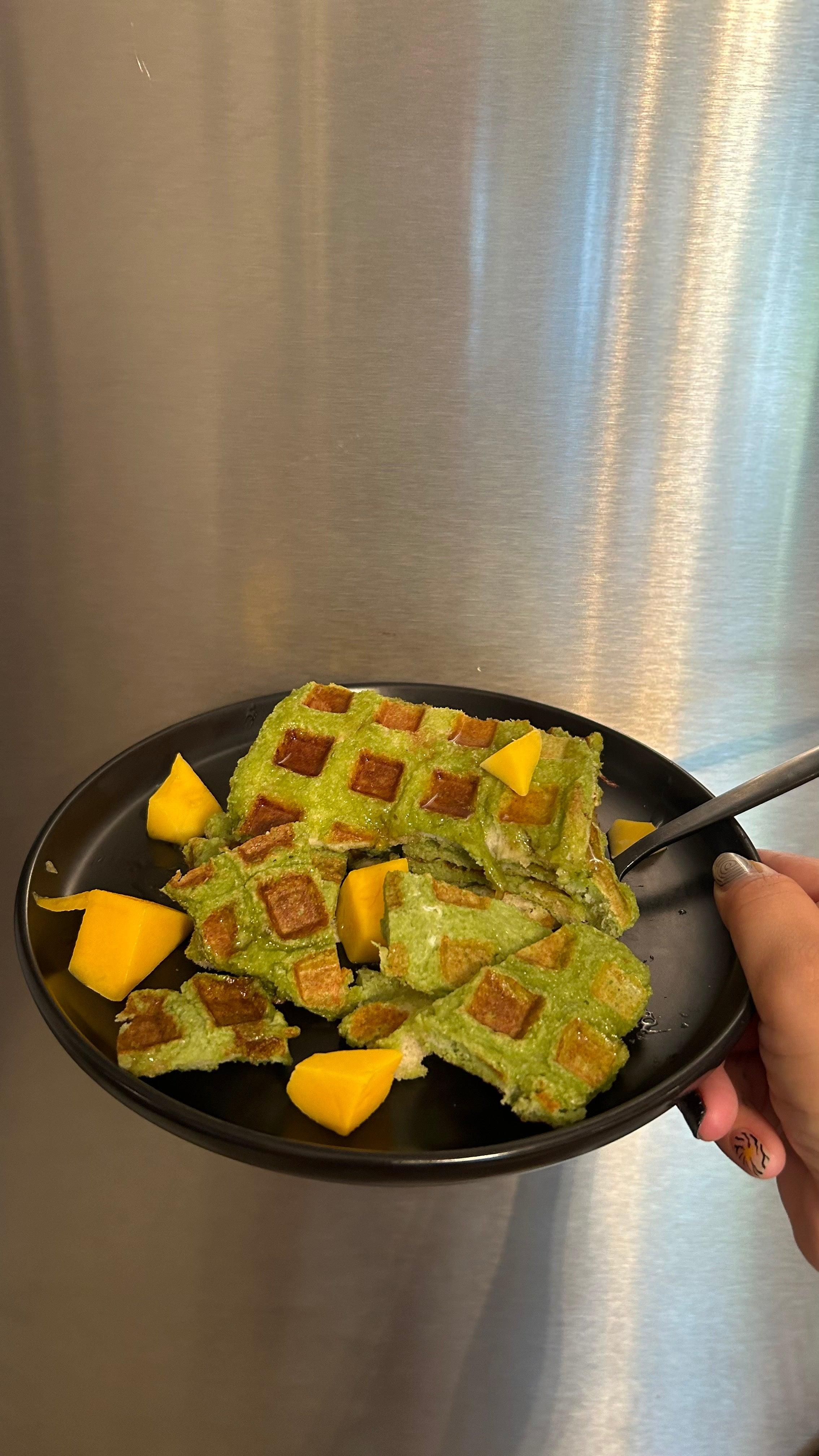 Matcha Bread Waffles